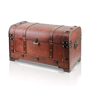 lot 1939 image: Brynnberg - Pirate Treasure Chest Storage Box - Dallas 15.3x8.7x11 - Durable Wood & Metal - Unique, Handmade, Vintage Design with A Front Lock - Striking Decorative Object - The Best Gift