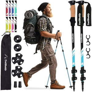 lot 1943 image: TrailBuddy Lightweight Aluminum Trekking Hiking Poles Walking Sticks - Adjustable 24.5 to 54 in. (Aqua Blue)