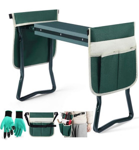 lot 1948 image: Garden Kneeler and Seat--Folding Garden Stool, Gardening Bench Supplies, Heavy Duty Kneeler with 2 Ex-Large Pouches, EVA Foam Thick Pad, Detachable Belt--Gardening Gift for Women Men Gardener Lovers