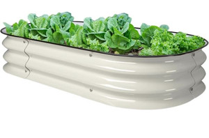 lot 1952 image: VEGEGA. 3.5ft X 2ft X 0.66ft Raised Garden Bed Kit, Large Zinc-Aluminum-Magnesium Stainless Steel Metal Planter Box, for Planting Outdoor Plants Vegetables, Pearl White, 3.5ft(L) X 2ft(W) X 0.66ft(H)