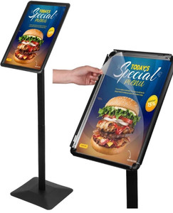 lot 1974 image: JUNJIAO Sign Stand 11 x 17 Inch Heavy Duty Sign Holder with Base Pedestal Poster Stand Adjustable Floor Standing,Vertical and Horizontal Display for Indoor Outdoor, Black