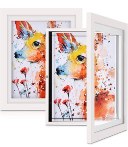 lot 1994 image: ONE WALL Kids Art Frames Pack of 2 Front Opening 8.5x11 Kids Artwork Frames Changeable with Mat and Display 10x12.5 Pictures Without Mat, Kids Drawings Storage Frame Holds 80 Pcs, for Children Art Projects Hanging Art A4