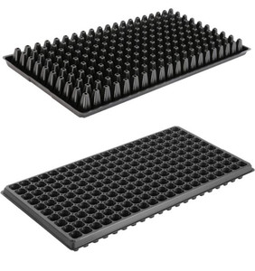 lot 2008 image: RooTrimmer 200 Cell, 10pcs-Pack Thick Durable Flats Vegetable Fruit Seeds Seedling Plastic Plug Farmer Nursery Trays Roots Propagation