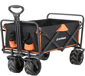 lot 2017 image: EchoSmile Heavy Duty 350 Lbs Capacity Collapsible Wagon, Outdoor Folding Camping Grocery Portable Utility Cart, Adjustable Rolling Carts, All Terrain Sports Beach Wagon with Big Wheels