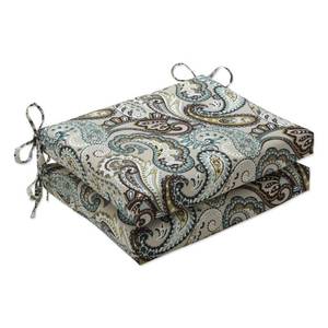 lot 2021 image: 2 Pc Outdoor Square Seat Cushions - Tamara Paisley - Pillow Perfect