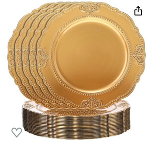 lot 2026 image: Nuanchu 18 Pack Gold Charger Plates 13 Inch Scalloped Dinner Plates