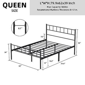 lot 2032 image: Aolthin Queen Bed Frame, Platform Bed Frame with Headboard, 12 Storage at Bottom, No Need for Spring Box, Silver Black