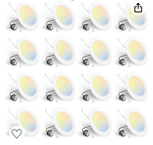 lot 2042 image: BBOUNDER 16 Pack 56 Inch 5CCT LED Recessed Lighting, Ultra-Thin Flat Can Lights, 2700K3000K4000K5000K6000K Selectable, 12W 110W Eqv, Dimmable, 1050LM High Brightness - ETL & FCC.
