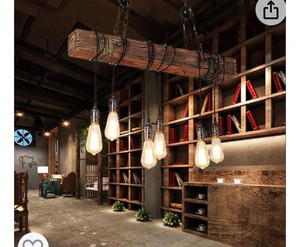 lot 2047 image: Farmhouse Lighting Rustic Chandelier Dining Room Lighting Fixtures Hanging Farmhouse Chandelier Chandeliers 6 E26 Bulb Sockets Industrial Suspension Light Line Can Be Adjusted Freely (With Switch)