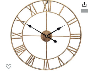 lot 2069 image: Little kuku Farmhouse Large Wall Clock Pure Metal Vintage Decorative Big Oversized Wall Clock (36-in, Gold)
