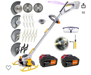 lot 2071 image: Electric Weed Eater, (2 x 21V 4.0A Weed Wacker Battery Powered), 3-in-1 Cordless (unknown if every single piece is included)
