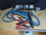 Mixed Lot: (1) pair jumper cables, used, (1) 25' extension cord, (1) power strip