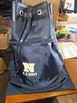 (1) Navy Drawstring bag with reinforced bottom