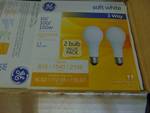 (1) case GE 150 watt, soft white, 3-way bulbs, (6) 4- packs per case