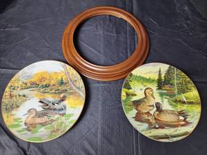 lot 146 image: (2) Living with Nature Plates by Knowles, and (1) Frame