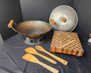 lot 226 image: Wok, Utensils, and Cutting Board
