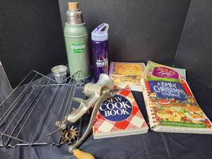 lot 247 image: Cookbooks, Thermos, Meat Grinder, and More