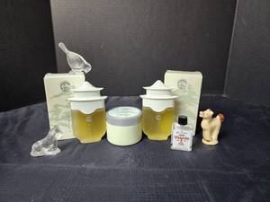 lot 265 image: (2) Bottles Haiku Perfume and Glass Animals