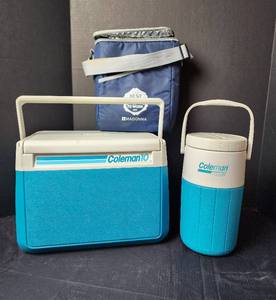 lot 270 image: Coleman Cooler, Drinking Jug, and Insulated Lunch Bag