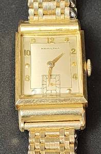 lot 280 image: Vintage 14K Gold Hamilton Wristwatch