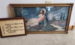 lot 302 image: (2) Vintage Framed Pictures 11x13 and 17x30.5