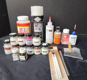 lot 321 image: Model Train Adhesives, Paints, Brushes, and Nails