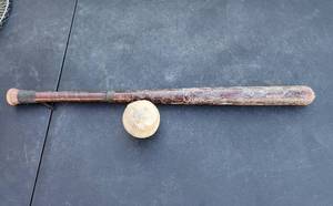 lot 353 image: Vintage RARE 1950s Hiawatha 20 Softball Bat Official Diamond Ball Bat Hickory with (1) Softball