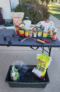 lot 357 image: Lawn and Garden Chemicals, Planter, Plant Stand, Tools, and More