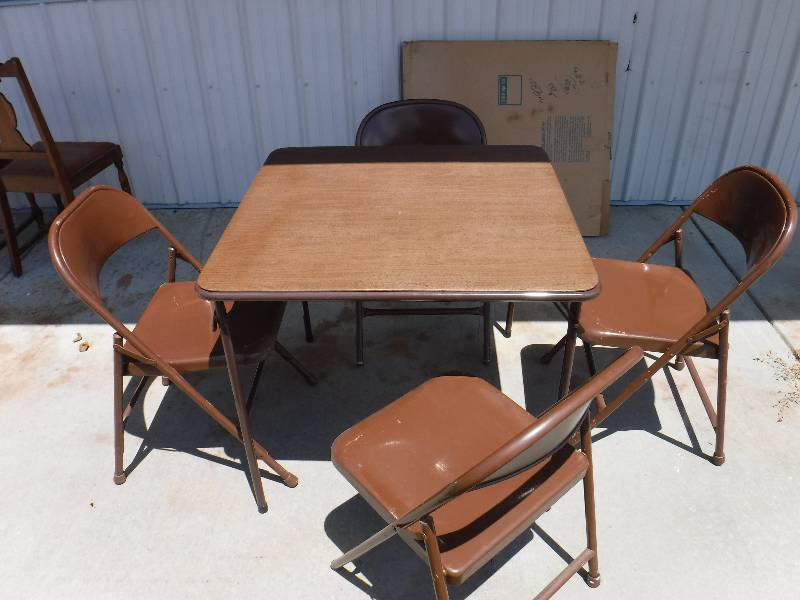 lot 1122 image: Folding Card Table With Chairs.
