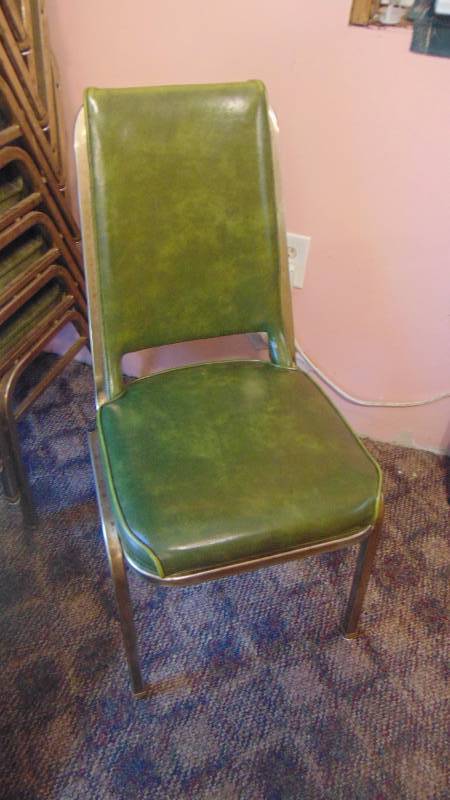 lot 549 image: 14 green padded stack chairs