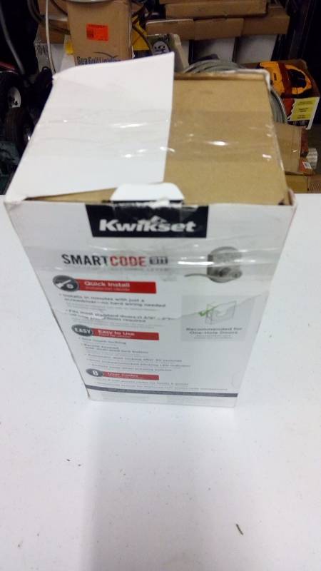 lot 1583 image: Kwikset 99110-008 SmartCode Electronic Lock with Tustin Lever Featuring SmartKey, Satin Nickel