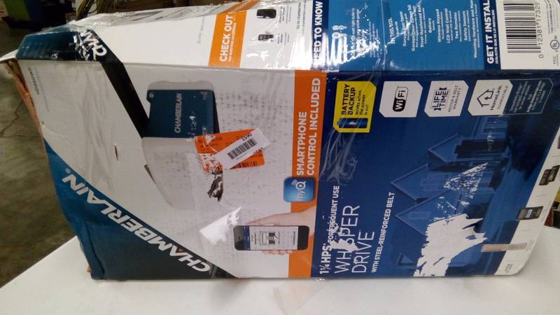lot 1590 image: Chamberlain Garage Door Opener  1-14 HPS Smartphone-Controlled Wi-Fi Belt Drive Garage Door Opener with Battery Backup and Ultra-Quiet Operation HD950WF