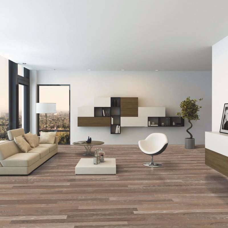 lot 1653 image: Oak Driftwood Brushed 34 in. Thick x 3 in. Wide x Varying Length Solid Hardwood Flooring (24 sq. ft.  case) Medium 20371