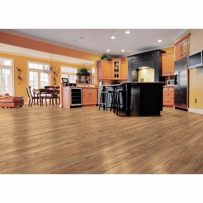 lot 1659 image: TrafficMASTER Lakeshore Pecan 7 mm Thick x 7-23 in. Wide x 50-58 in. Length Laminate Flooring (24.17 sq. ft.  case), Medium