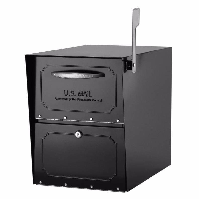 lot 1661 image: Oasis Jr. Elite Black Post-Mount Locking Mailbox