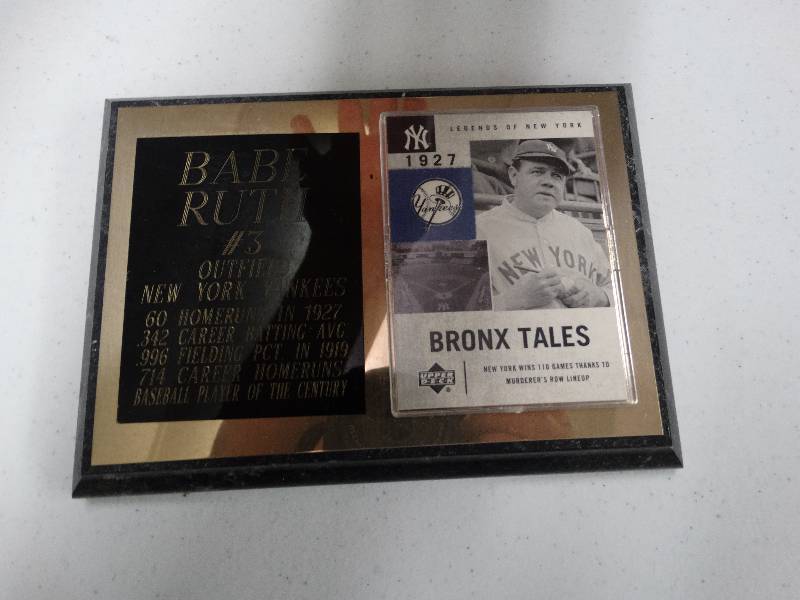 lot 1043 image: Babe Ruth  Legends of New York baseball card plaque.
