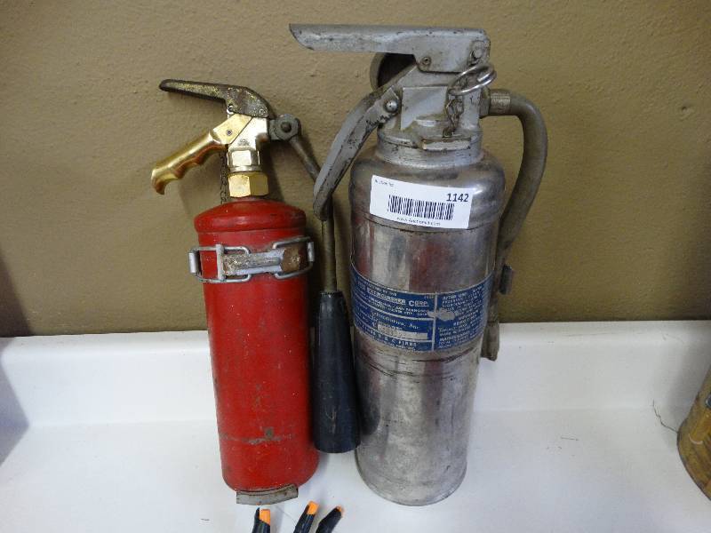 lot 1142 image: Lot of 2 vintage fire extinguishers.