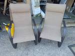 (2) ct. lot Living Accents Newport Spring Chairs, Brown Sling back, scratched paint