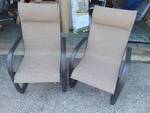 (2) count lot living accents newport spring chairs brown sling back new may have scratched paint come to preview to take a look