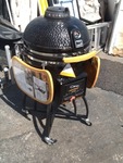 New large ceramic smoker big egg style very nice had shipping damage crack in outside ceramic was professionally repaired good as new very nice unit
