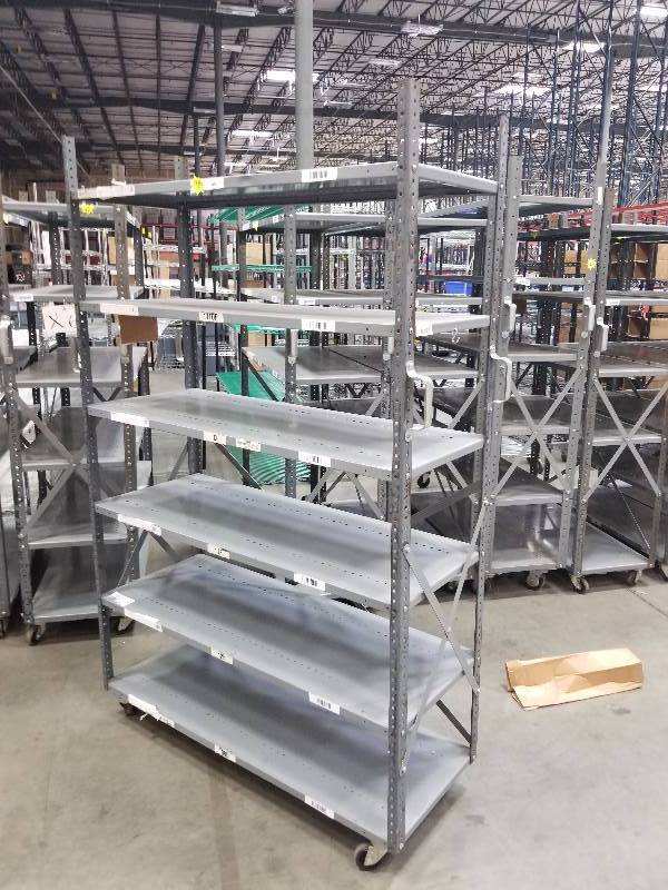 lot 1520 image: Rolling Stock Carts made from industrial Shelves