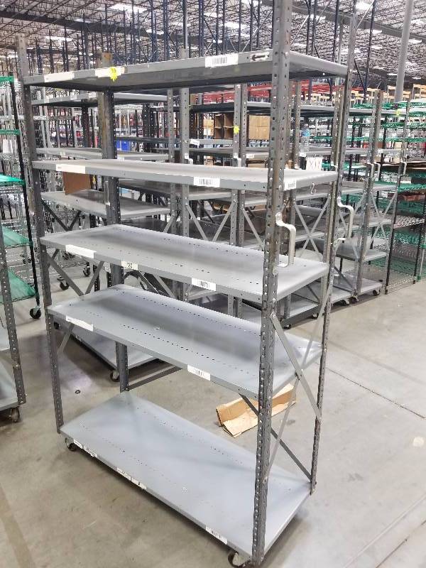 lot 1521 image: Rolling Stock Carts made from industrial Shelves