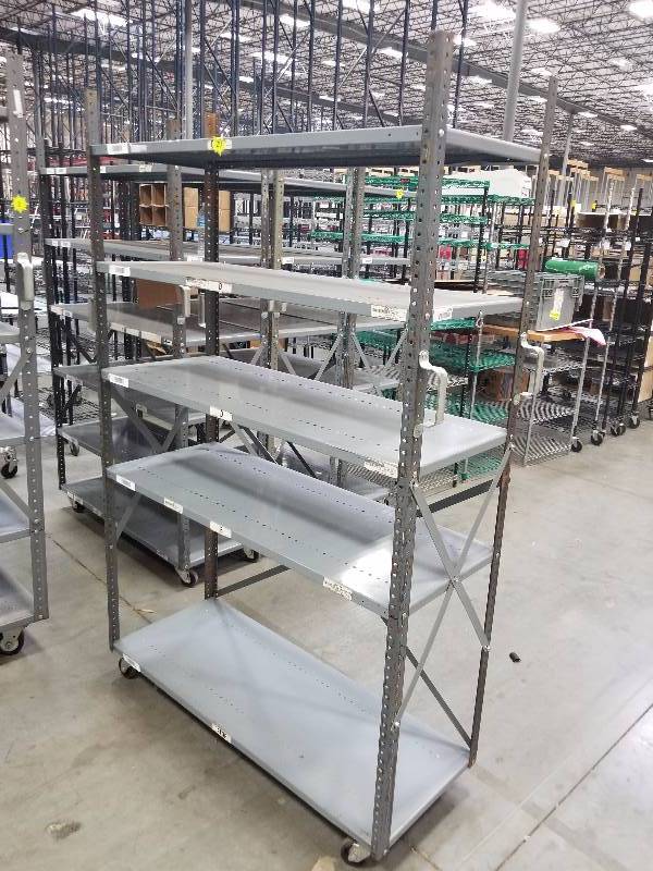 lot 1524 image: Rolling Stock Carts made from industrial Shelves