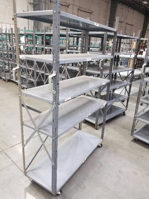 lot 1526 image: Rolling Stock Carts made from industrial Shelves