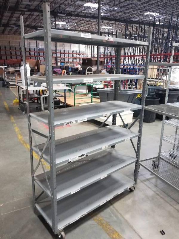 lot 1586 image: Rolling Stock Carts made from industrial Shelves