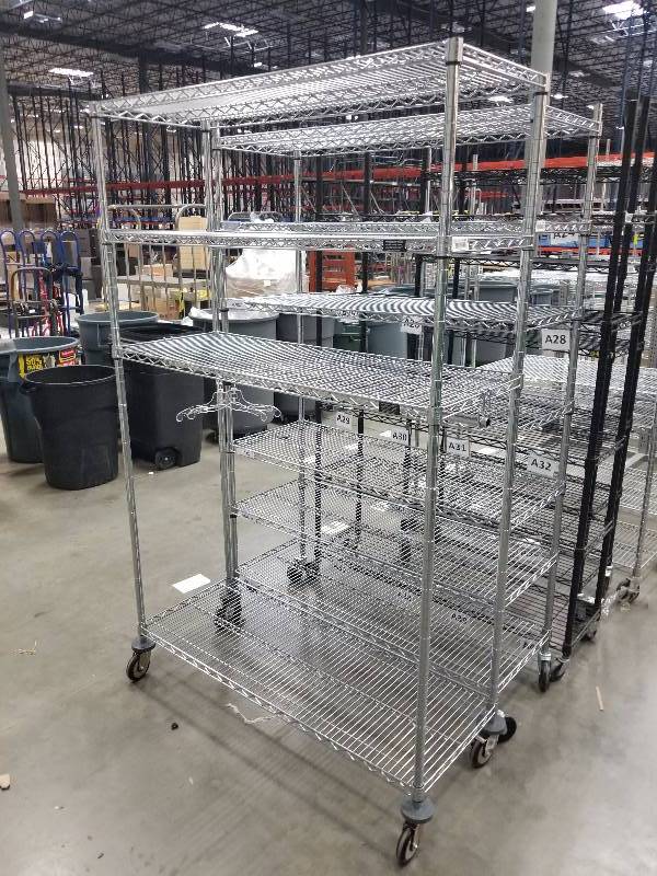 lot 1590 image: Wire Shelves  Bakers Racks see description for sizes