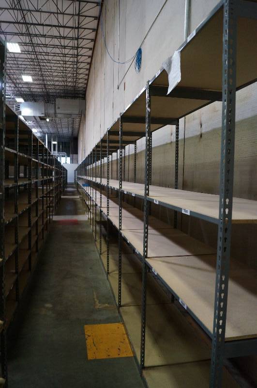 lot 2006 image: 12 Sections of Multi Conntected Steel Framed wood shelves