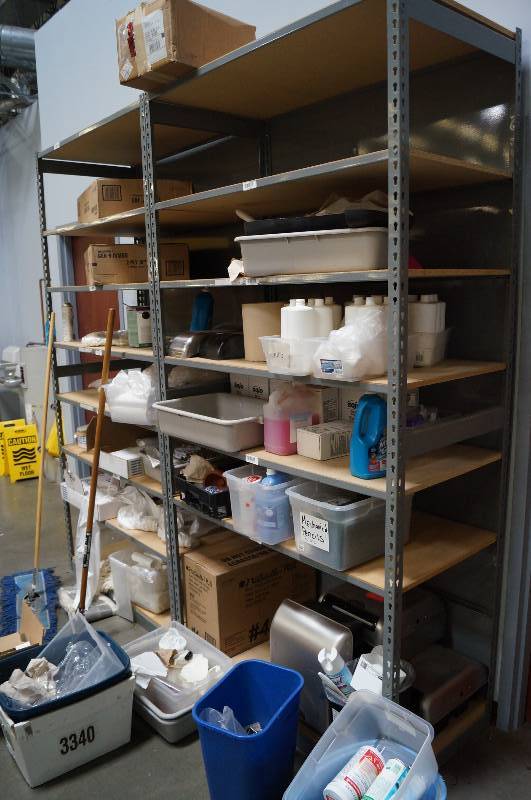 lot 2010 image: 2 Sections Rivitear Shelving with backing