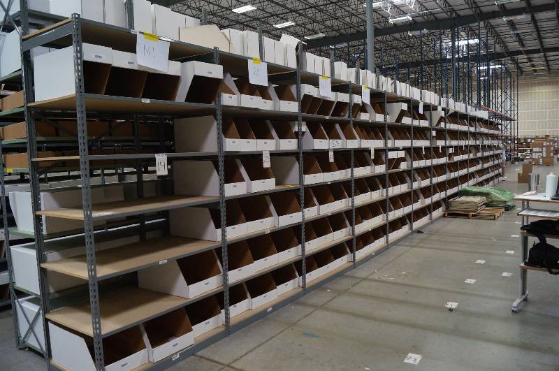 lot 2013 image: 15 Sections of Multi Conntected Steel Framed wood shelves
