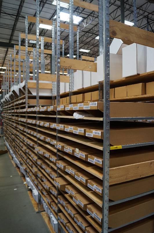 lot 2094 image: Stockroom Style Shelving 12 Tall x 10 sections